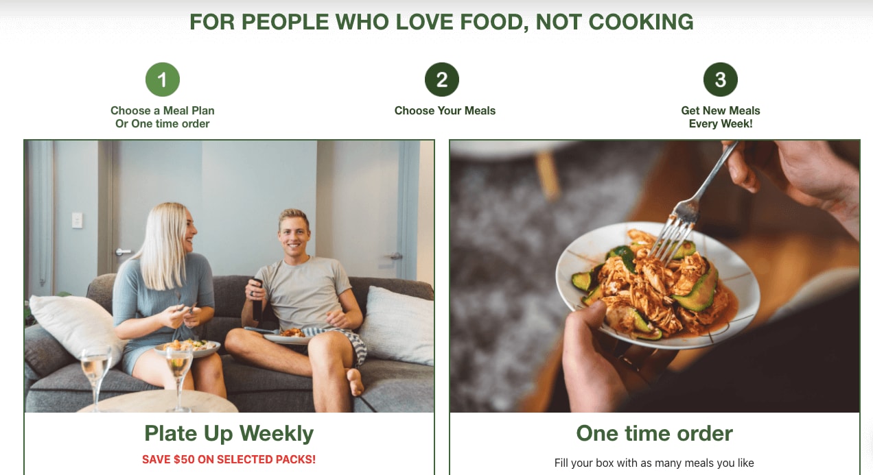 Plate up meal options 